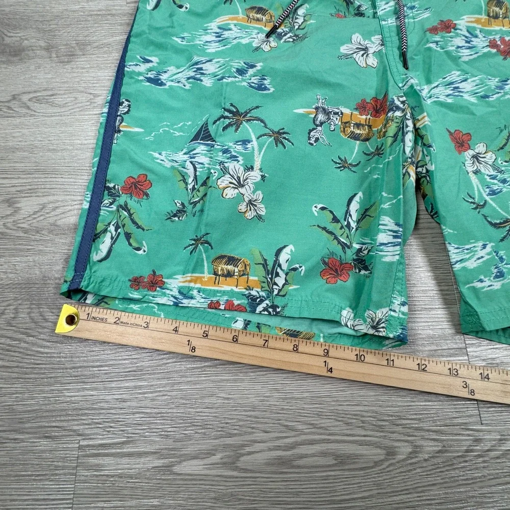 Quiet Storm Mens Board Shorts Hawaiian Tropical Hula Girl Green‎ 38 Swim Trunks